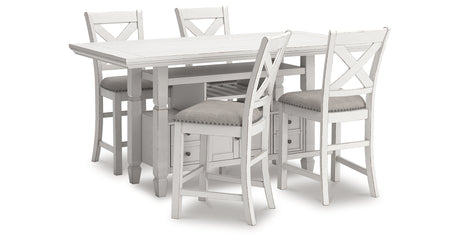 Robbinsdale Counter Height Dining Table and 4 Barstools in Antique White from Ashley - Luna Furniture