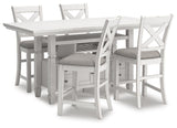 Robbinsdale Antique White Counter Height Dining Table and 4 Barstools from Ashley Furniture - Luna Furniture