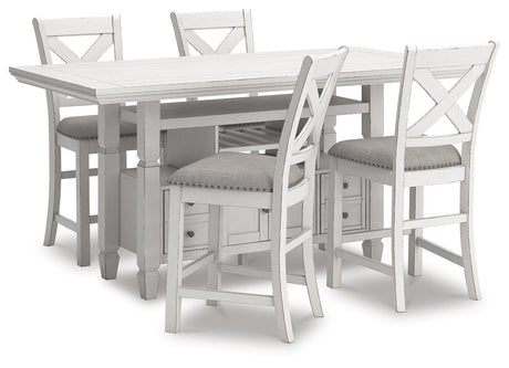 Robbinsdale Antique White 5-Piece Counter Height Set from Ashley - Luna Furniture