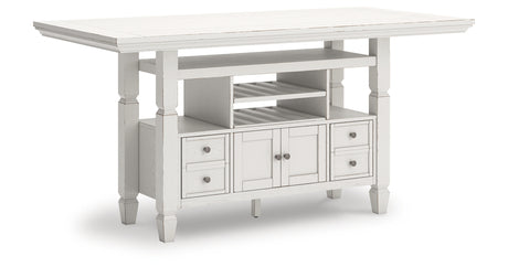 Robbinsdale Counter Height Dining Table and 6 Barstools in Antique White from Ashley - Luna Furniture