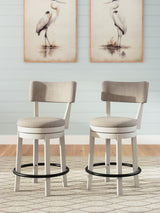 Robbinsdale Antique White Counter Height Barstool, Set of 2 from Ashley Furniture - Luna Furniture