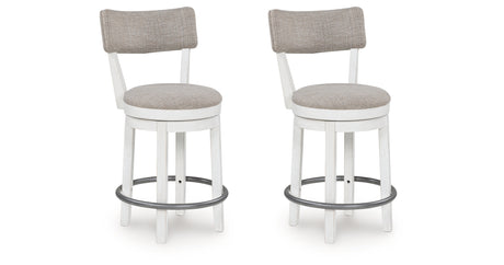 Robbinsdale Antique White Counter Height Barstool, Set of 2 from Ashley Furniture - Luna Furniture