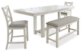 Robbinsdale Counter Height Dining Table and 4 Barstools and Bench in Antique White from Ashley - Luna Furniture