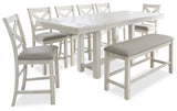 Robbinsdale Counter Height Dining Table and 6 Barstools and Bench in Antique White from Ashley Furniture - Luna Furniture