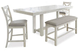 Robbinsdale Antique White Counter Height Dining Table and 2 Barstools and Bench from Ashley Furniture - Luna Furniture