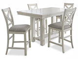 Robbinsdale Counter Height Dining Table and 4 Barstools in Antique White from Ashley Furniture - Luna Furniture