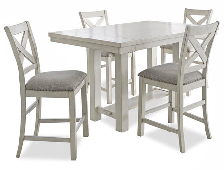 Robbinsdale Counter Height Dining Table and 4 Barstools in Antique White from Ashley Furniture - Luna Furniture