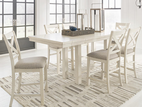 Robbinsdale Counter Height Dining Table and 6 Barstools in Antique White from Ashley - Luna Furniture