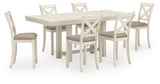 Robbinsdale Counter Height Dining Table and 6 Barstools in Antique White from Ashley - Luna Furniture