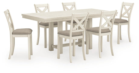 Robbinsdale Counter Height Dining Table and 6 Barstools in Antique White from Ashley - Luna Furniture