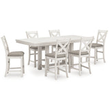 Robbinsdale Counter Height Dining Table and 6 Barstools in Antique White from Ashley - Luna Furniture