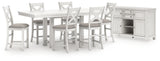 Robbinsdale Antique White Counter Height Dining Table and 6 Barstools with Storage from Ashley Furniture - Luna Furniture