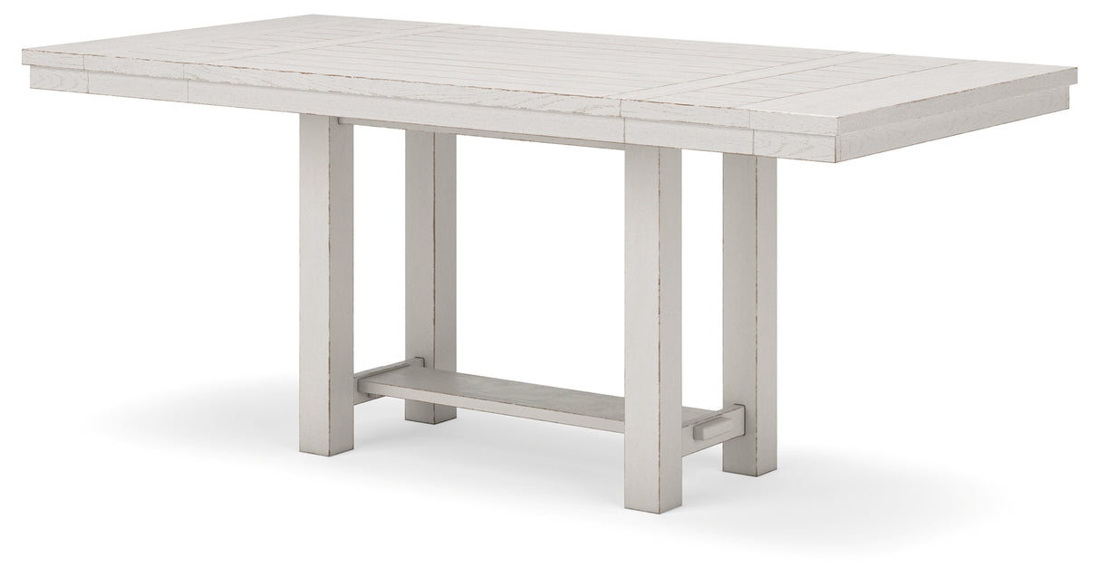 Robbinsdale Antique White Counter Height Dining Table and 4 Barstools and Bench from Ashley Furniture - Luna Furniture