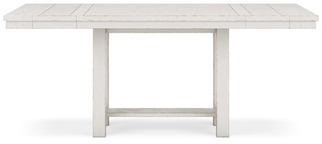 Robbinsdale Antique White Counter Height Extension Dining Table, 6 Barstools and Bench from Ashley - Luna Furniture