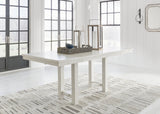 Robbinsdale Antique White Counter Height Dining Table and 6 Barstools and Bench with Storage from Ashley - Luna Furniture