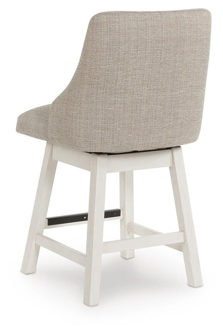 Robbinsdale Antique White Counter Height Barstool, Set of 2 from Ashley - Luna Furniture