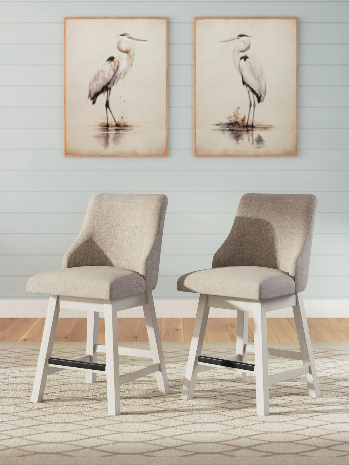 Robbinsdale Antique White Counter Height Barstool, Set of 2