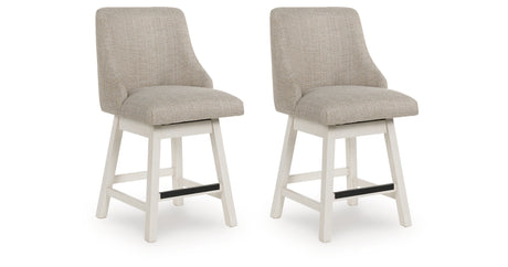 Robbinsdale Antique White Counter Height Barstool, Set of 2 from Ashley Furniture - Luna Furniture