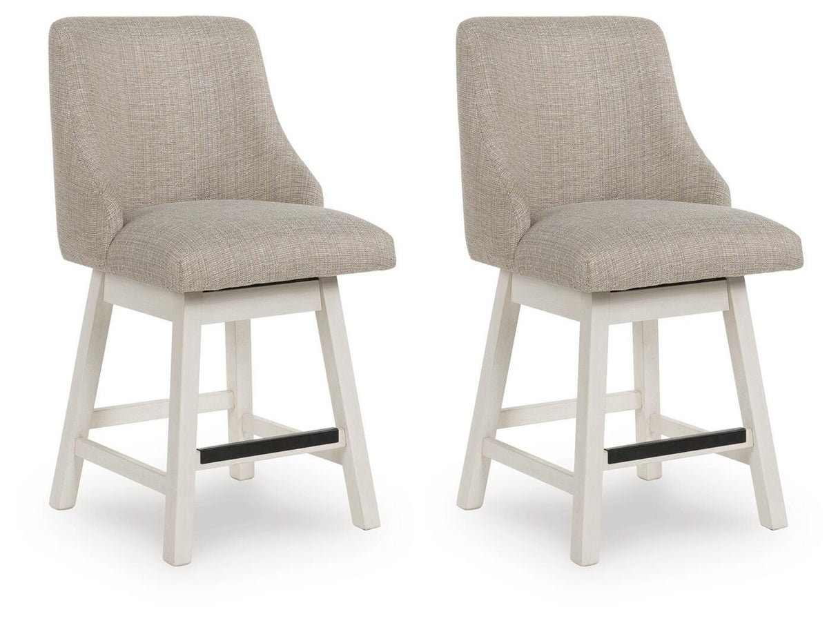 Robbinsdale Antique White Counter Height Barstool, Set of 2 from Ashley - Luna Furniture