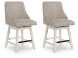 Robbinsdale Antique White Counter Height Barstool, Set of 2 from Ashley - Luna Furniture