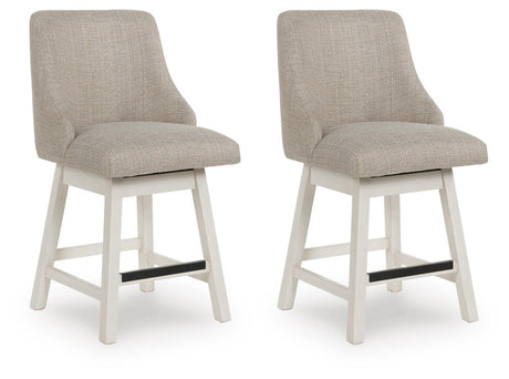Robbinsdale Antique White Counter Height Barstool, Set of 2 from Ashley - Luna Furniture
