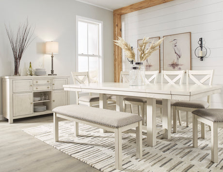 Robbinsdale Antique White Extendable Dining Room Set from Ashley - Luna Furniture