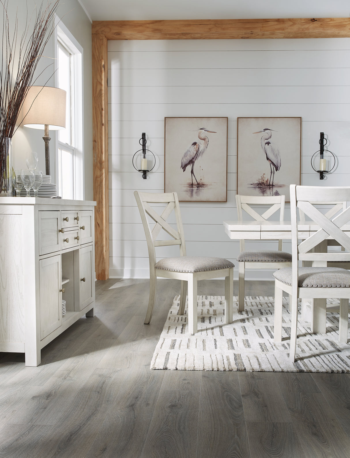 Robbinsdale Dining Table and 8 Chairs with Storage in Antique White from Ashley - Luna Furniture
