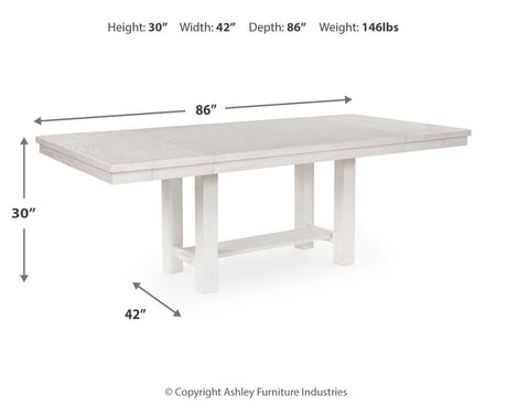 Robbinsdale Dining Table and 6 Chairs and Bench in Antique White from Ashley - Luna Furniture