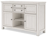 Robbinsdale Antique White Counter Height Dining Table and 6 Barstools and Bench with Storage from Ashley - Luna Furniture