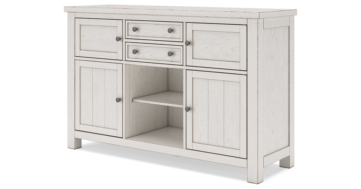 Robbinsdale Antique White Counter Height Dining Table and 10 Barstools and Storage from Ashley Furniture - Luna Furniture