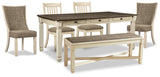 Bolanburg Dining Table and 4 Chairs and Bench in Two-tone from Ashley Furniture - Luna Furniture