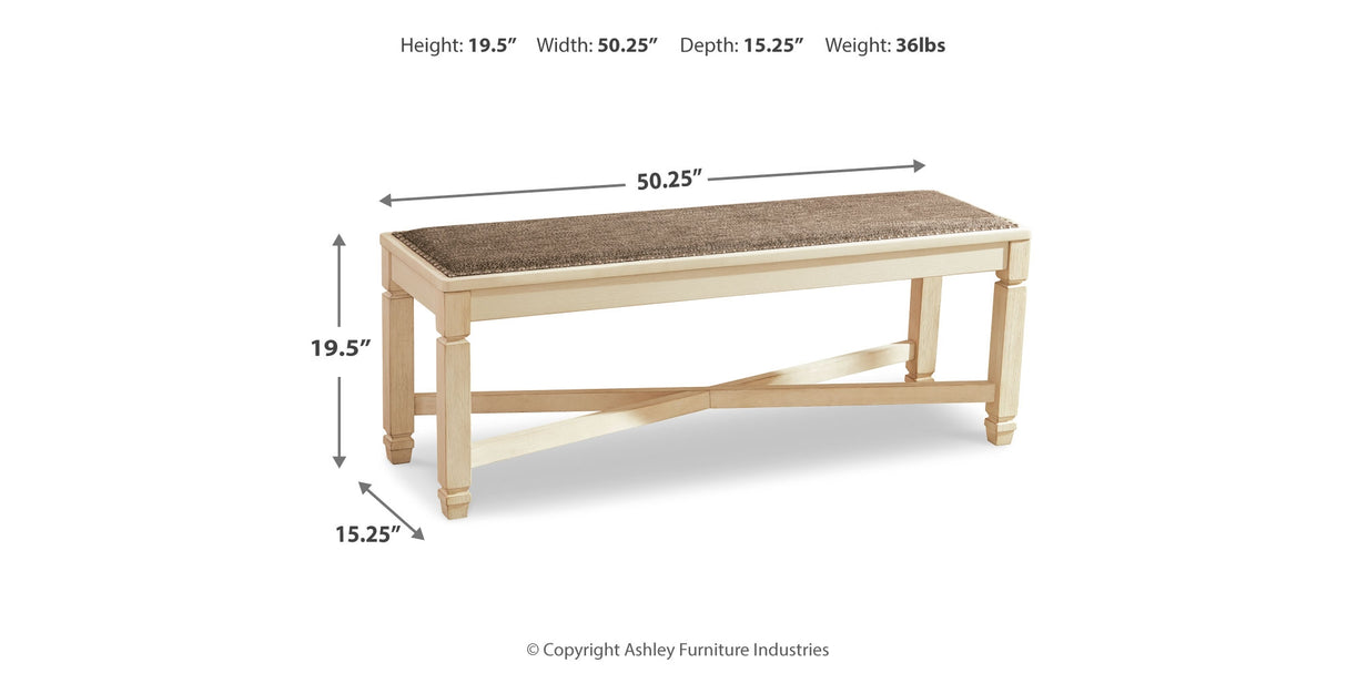 Bolanburg Two-tone Dining Table, 4 Chairs, Bench, Server and Display Cabinet from Ashley - Luna Furniture
