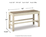 Bolanburg Antique White Counter Height Dining Table, 4 Barstools, Bench and Server from Ashley - Luna Furniture