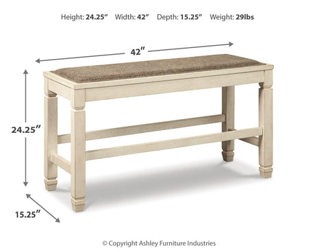 Bolanburg Two-tone Counter Height Bench from Ashley - Luna Furniture