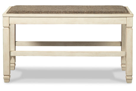 Bolanburg Antique White Counter Height Dining Table, 4 Stools, Bench and 2 Display Cabinets from Ashley - Luna Furniture