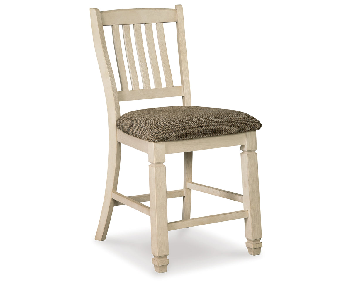 Bolanburg Antique White Counter Height Dining Table and 6 Barstools with Server from Ashley Furniture - Luna Furniture