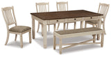 Bolanburg Antique White Dining Table with 4 Chairs and Bench from Ashley Furniture - Luna Furniture