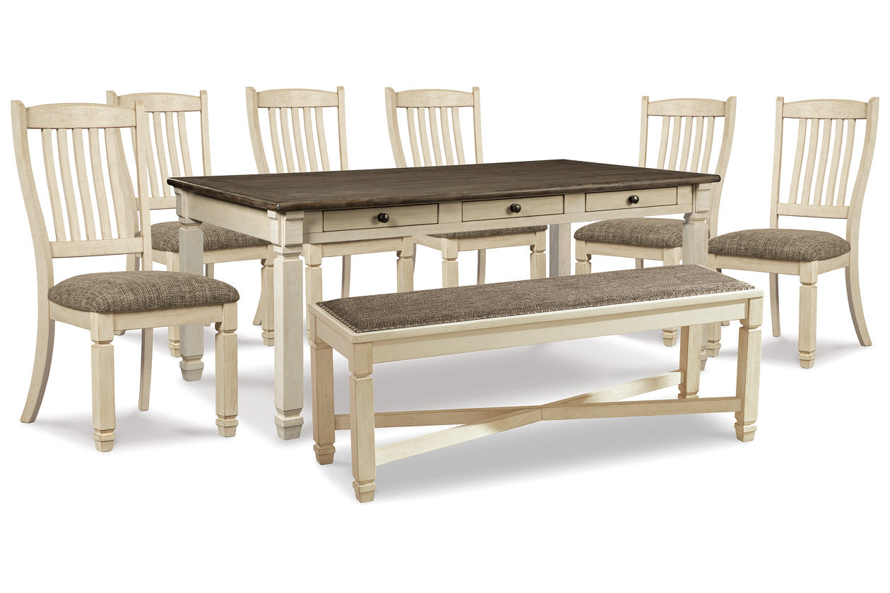Bolanburg Two-tone Dining Table, 6 Chairs, and Bench from Ashley - Luna Furniture