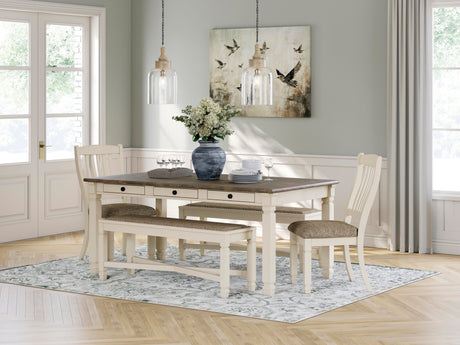 Bolanburg Antique White Dining Table with 2 Chairs and 2 Benches from Ashley Furniture - Luna Furniture