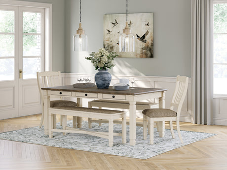 Bolanburg Antique White Dining Table with 2 Chairs and 2 Benches from Ashley Furniture - Luna Furniture