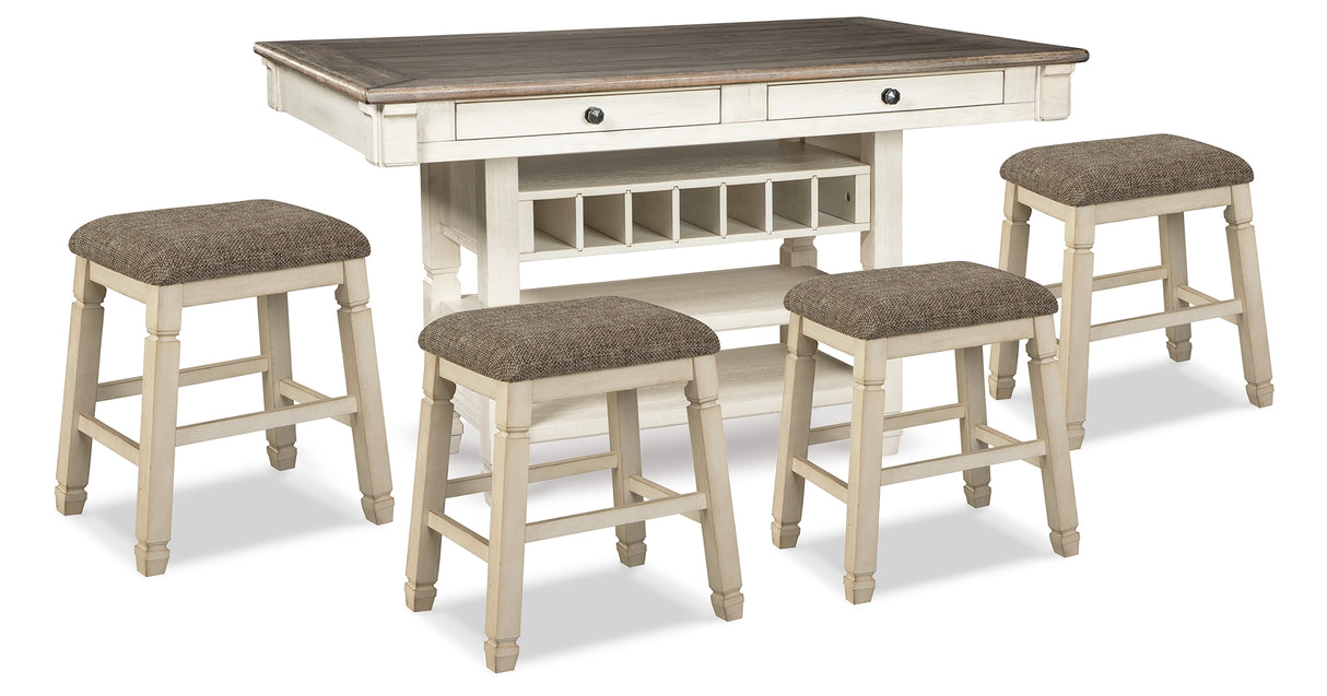 Bolanburg Antique White Counter Height Dining Table and 4 Barstools from Ashley - Luna Furniture
