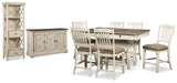 Bolanburg Antique White Counter Height Table with 6 Barstools, Server and Display Cabinet from Ashley Furniture - Luna Furniture
