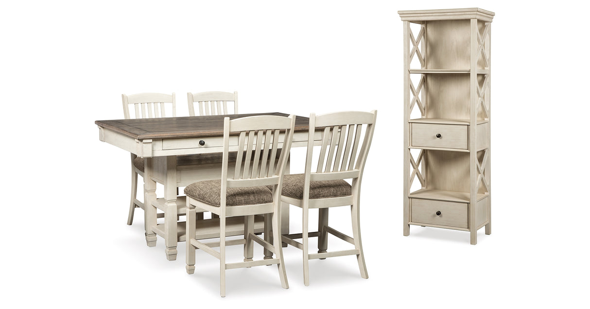 Bolanburg Antique White Counter Height Dining Table and 4 Barstools with Display Cabinet from Ashley Furniture - Luna Furniture