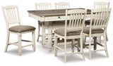 Bolanburg Counter Height Dining Table and 6 Barstools in Two-tone from Ashley - Luna Furniture