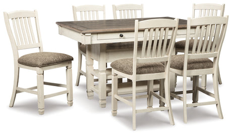 Bolanburg Counter Height Dining Table and 6 Barstools in Two-tone from Ashley - Luna Furniture