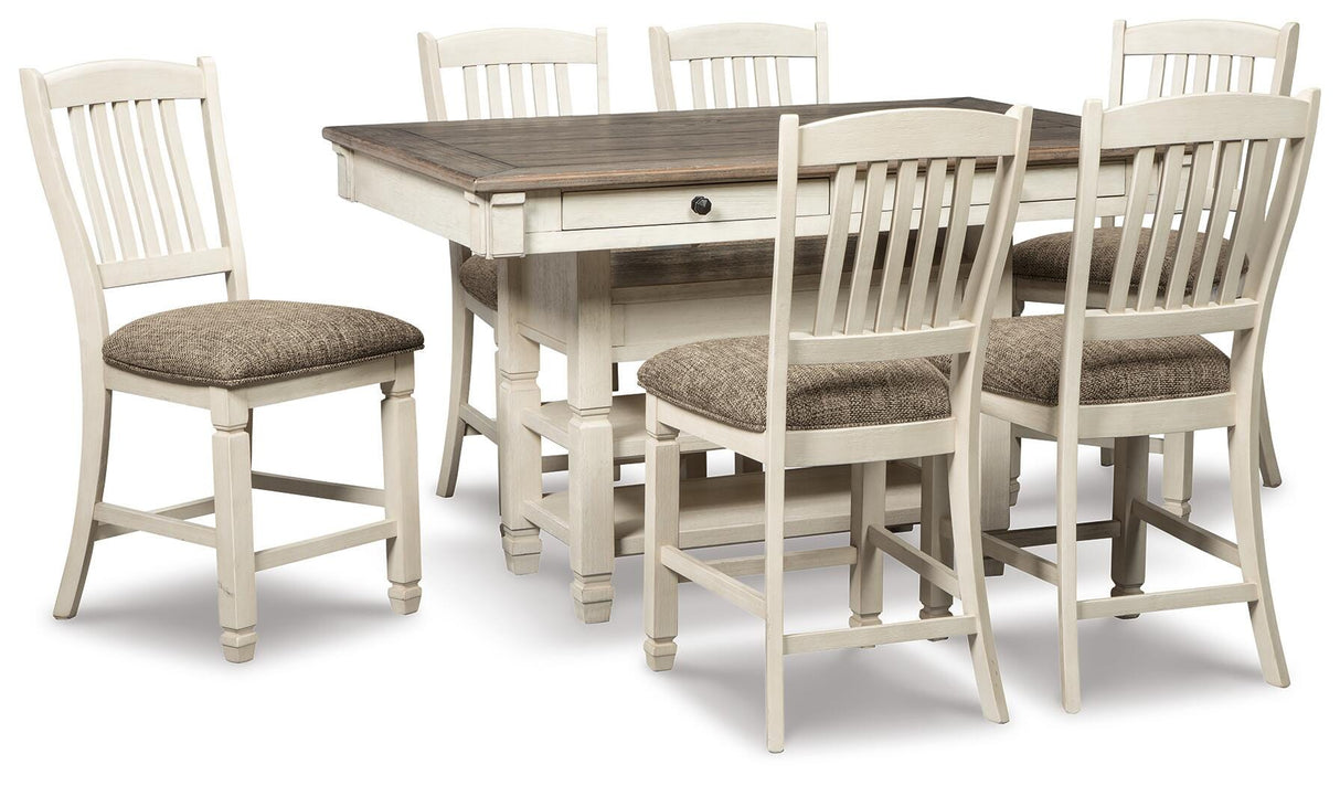 Bolanburg Antique White Counter Height Dining Table and 6 Barstools with Server from Ashley - Luna Furniture
