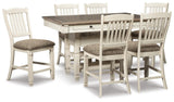 Bolanburg Antique White Counter Height Dining Table and 6 Barstools with Server from Ashley - Luna Furniture