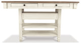 Bolanburg Antique White Counter Height Table with 6 Barstools, Server and Display Cabinet from Ashley Furniture - Luna Furniture
