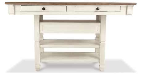 Bolanburg Antique White Counter Height Dining Table and 6 Barstools with Server from Ashley Furniture - Luna Furniture