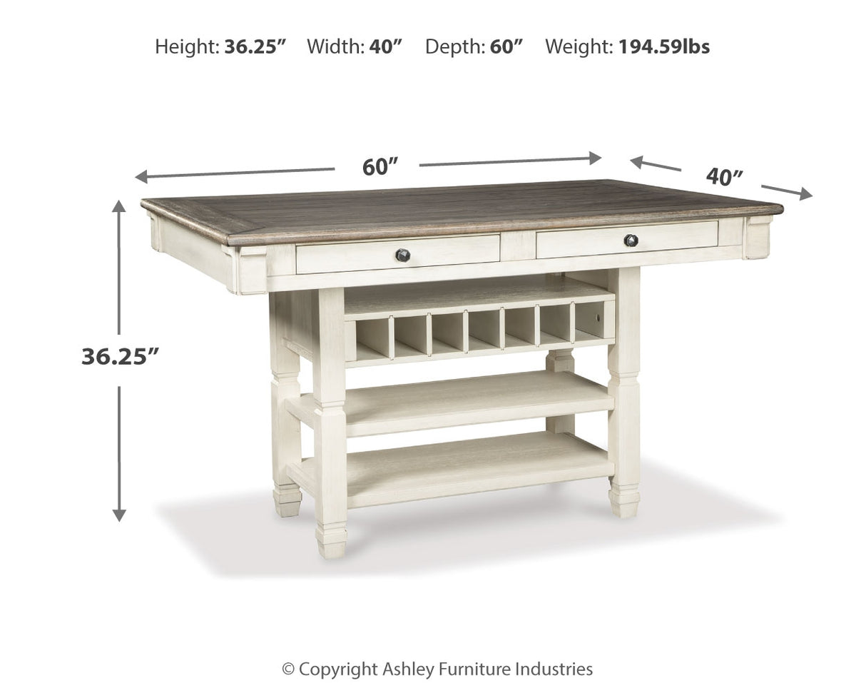Bolanburg Antique White Counter Height Dining Table and 4 Barstools with Display Cabinet from Ashley Furniture - Luna Furniture
